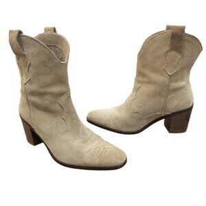 Zara Tan Suede Women's Heeled Booties - Size 36